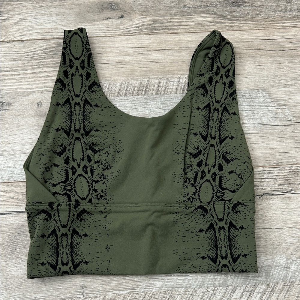 Curves n combat boots Olive Green Snake Print Women's Top